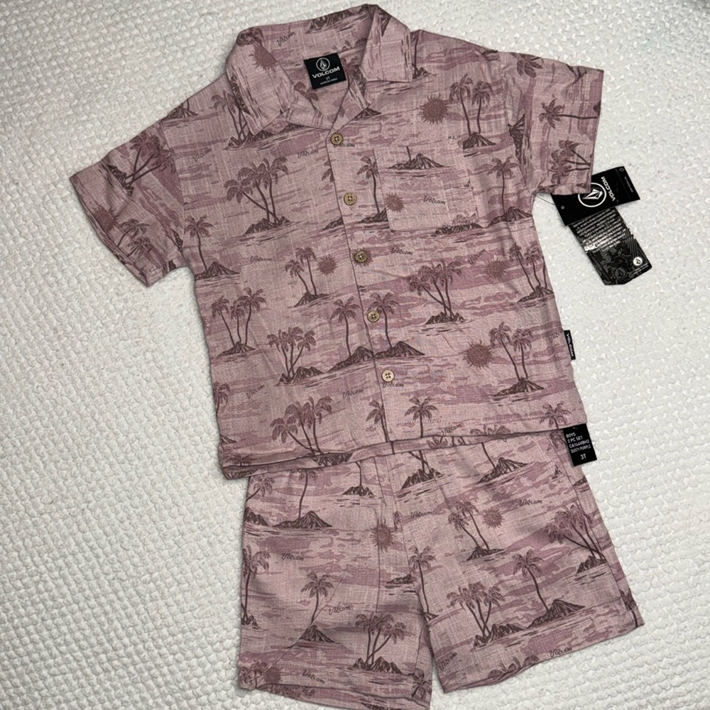 🔥🌟Volcom: Boys 2 PC, Beach Shirt & Short Set🔥🌟